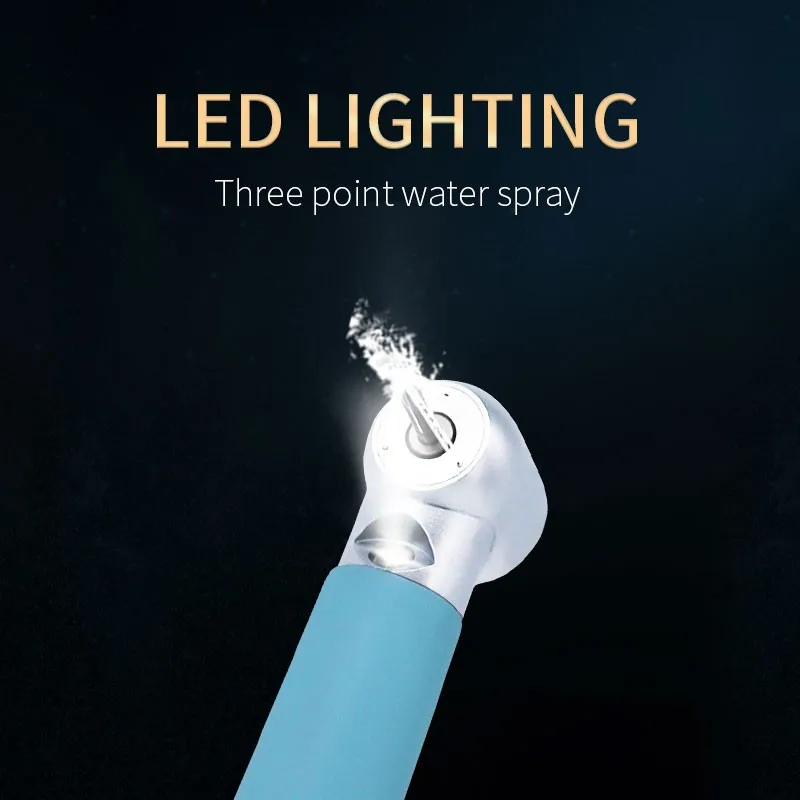 มือจับทันตกรรม LED แบบ3สเปรย์น้ำแร่สีฟ้า1ชิ้นไฟฉายปากกาหมุนได้สูงกระดุมแบบ2รู4รูนาโนเทคโนโลยี