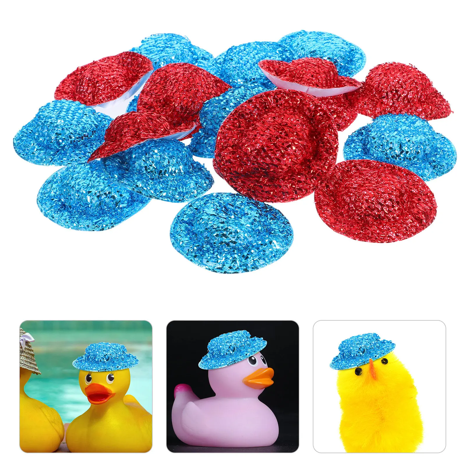 20Pcs Mini Yellow Duck Sunshade Hats Compact Lightweight Caps for Summer Outdoor Activities Crafts Desk Decorations