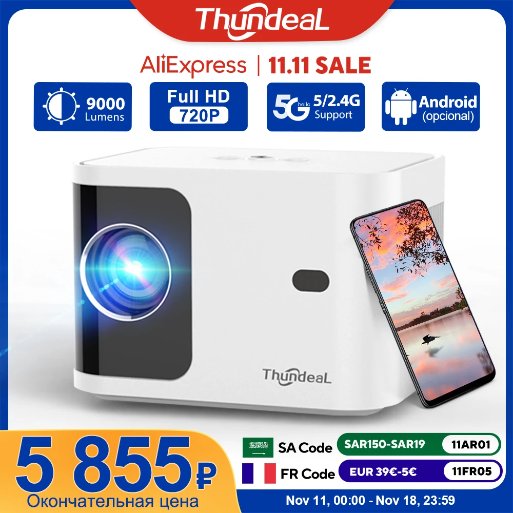 ThundeaL HD Mini Projector TD91 for Full HD 1080P 4K Video 5G WIFI Android Portable Projector TD91W Home Theater Cinema Beamer