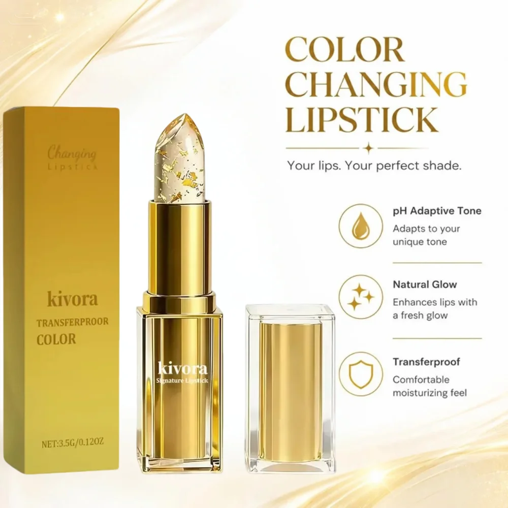 Crystal Gold Foil Color Changing Lip Balm Transparent Jelly Temperature‑Responsive Lipstick Moisturizer Long Wear Shine Lip Care