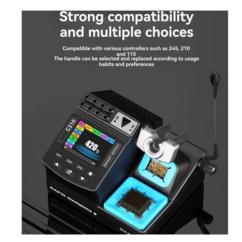 BYBS-Digital Soldering Station C210 200W Adjustable Temperature Range 60 To 460° Screen For Handle Repair With Color Display