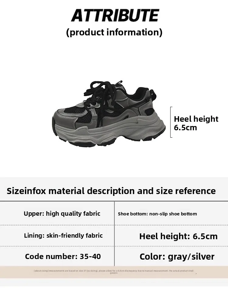 Klobige Plateau-Sneaker für Damen, Herbstmode, dicke Sohle, vulkanisierte Schuhe, rutschfeste, atmungsaktive Freizeit-Sportschuhe aus Mesh – Detail 4