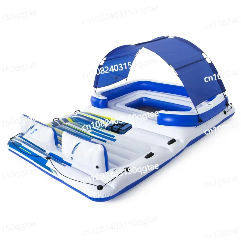 

CHKJ Гигантский 8-местный надувной бассейн Остров Поплавок Лодка Поплавки для бассейна Кровать с солнцезащитным навесом Водные игрушки Бассейн Веселый плот