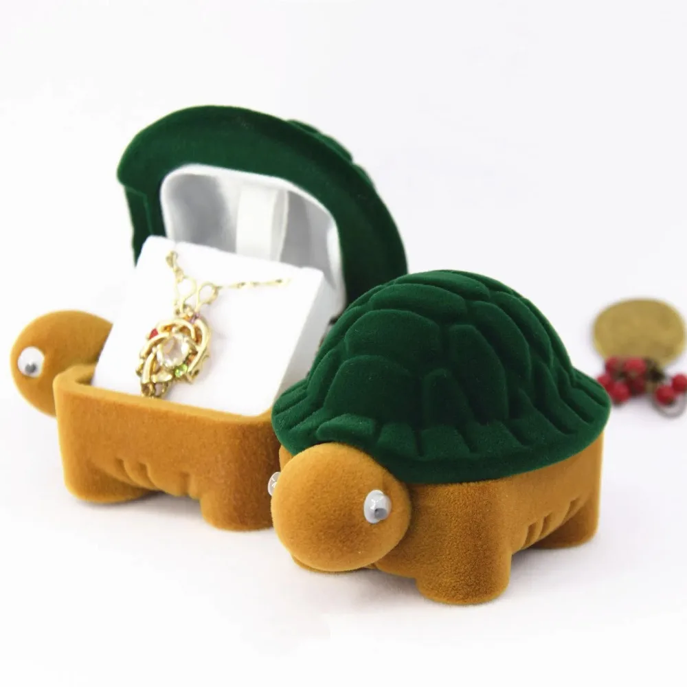 

Cute Velvet Creative Ring Case Turtle Mermaid Earrings Trinket Case Swan Bracelet Necklace Ring Display Box Gift Box