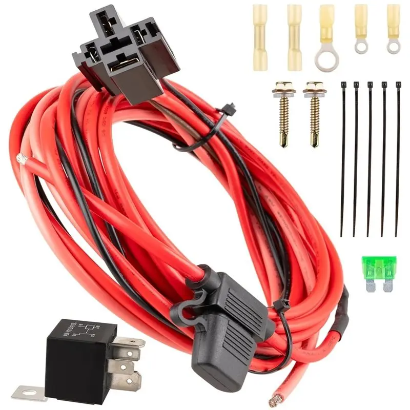 Fit For 12V Switch Kit Electric Fuel Pump Relay Kit 40 AMP Waterproof, Heavy Duty Long Wire, Part Number 30247