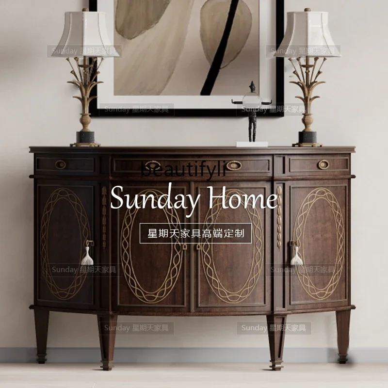 

A44 Chinese oval entrance cabinet log old retro living room large capacity locker