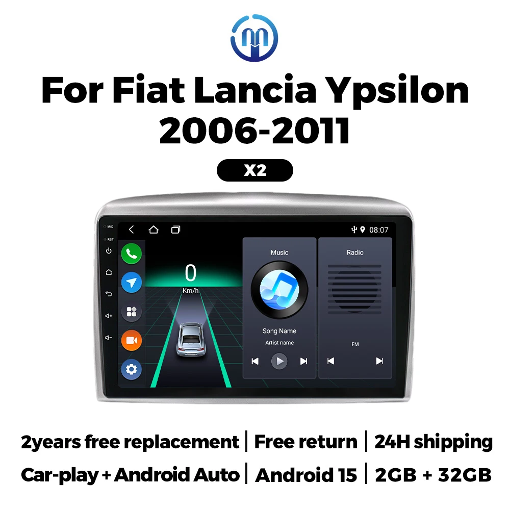 MEKEDE Car Multimedia Player For Lancia Ypsilon 2006-2011 GPS Navigation Screen Wireless Carplay Android Auto Stereo 2 Din Radio