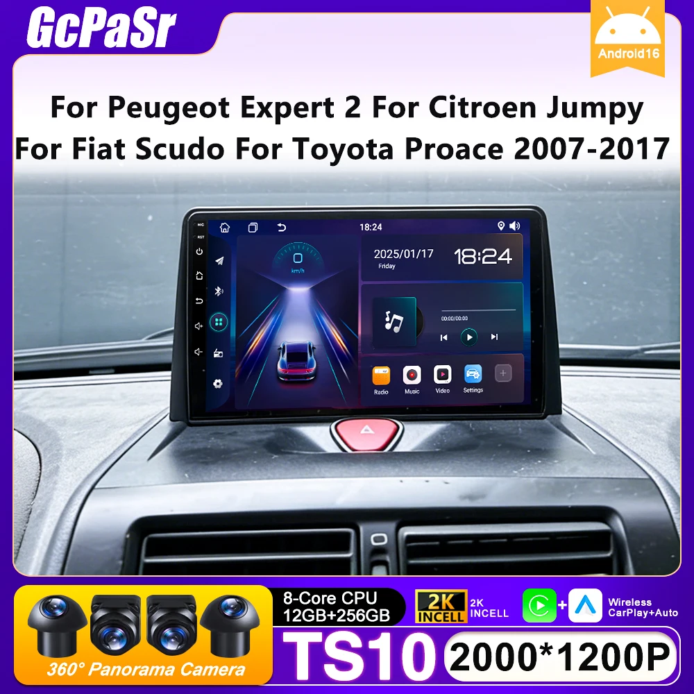 Car Radio Carplay For Peugeot Expert 2 For Citroen Jumpy For Fiat Scudo For Toyota Proace 2007-2017 Navigation GPS Android Auto