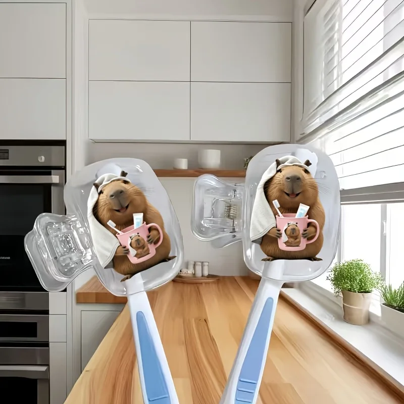 2pcs Capybara Toothbrush Protective Cover Cute Travel Toothbrush Holder Storage Clip Home Organization Student Dormitory Use