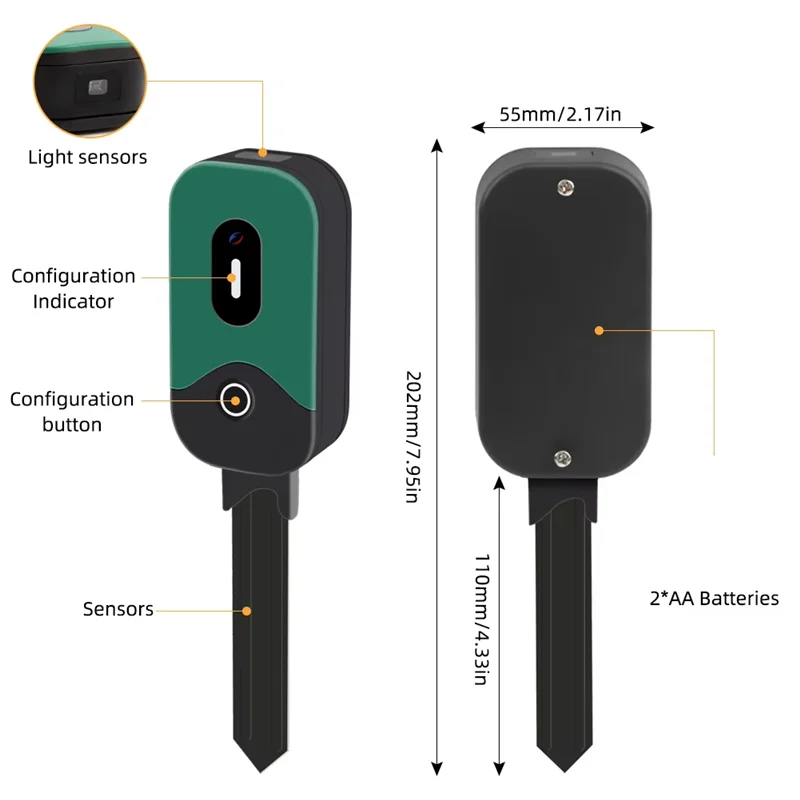 B34B-Zigbee Soil Meter Smart Wireless Soil Moisture Temperature Light Sensor Garden Plant Monitor Compatible Tuya App