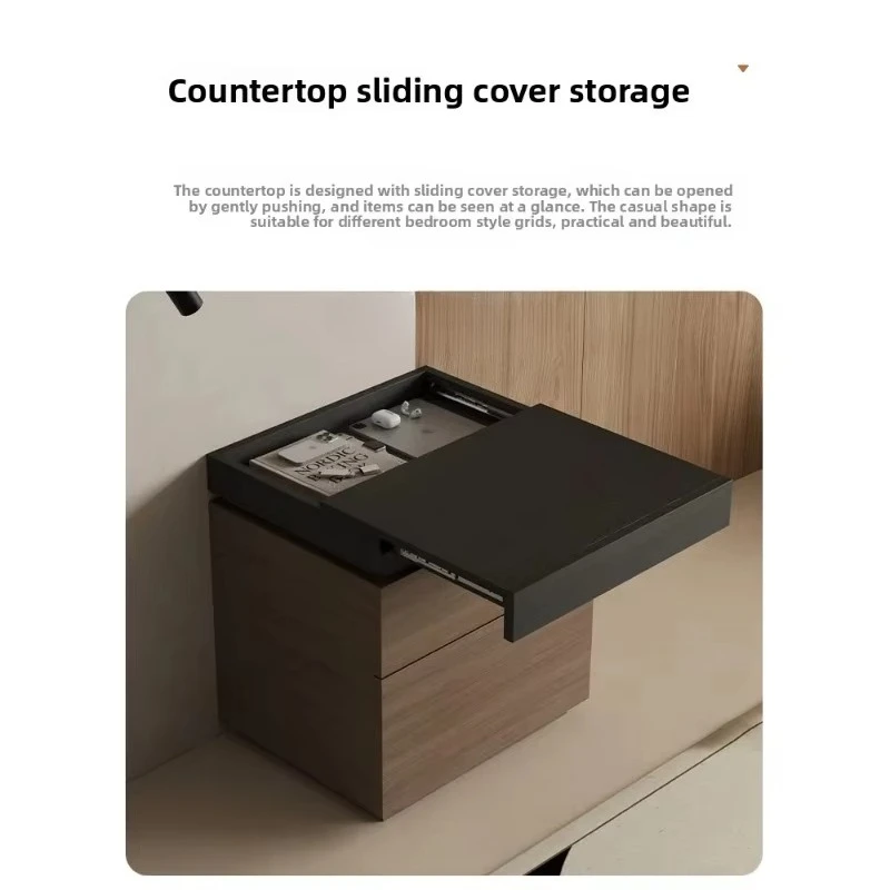 Solid Wood Bedside Cabinet Multi-function Hidden Compartment Bedside Table Hidden Storage Cabinet Bedroom