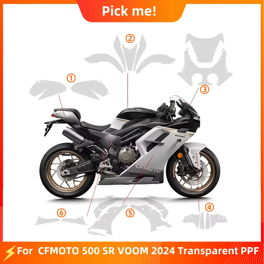 

For CFMOTO 500 SR VOOM 2024 PPF TPU Protective Film Full Body Paint Protection Scratch Resistant Kit 500sr voom 2024 Accessories