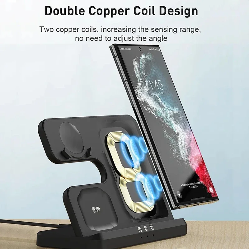 3 in 1 Fast Wireless Charger Stand For iPhone Samsung S22 S21 Fold 4 Galaxy Watch 5 Pro4 3 Active 2/1 Buds Charging Dock Station