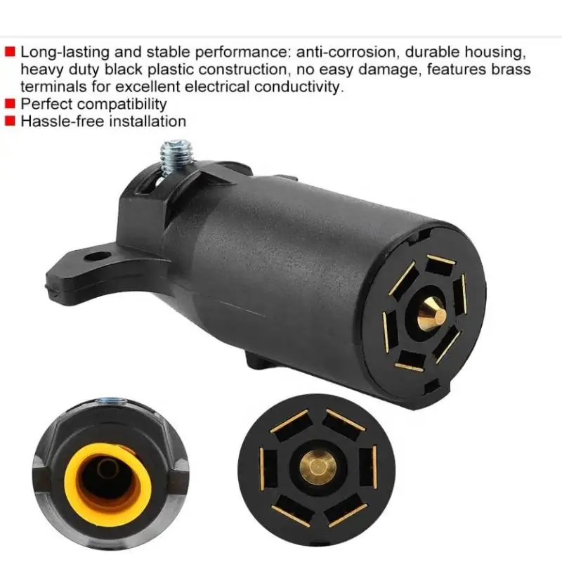7 Pin Round Trailer Connector Male Female Wiring: Adapter Plug 7 Way Splice Kit RV Semitrailers