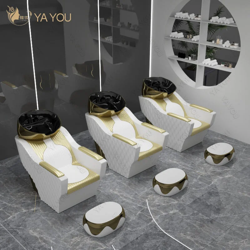 2023 New Ceramic Craft Gold Shampoo Bed Can Be Customized Size Shampoo Chair for Salon Barber Shop