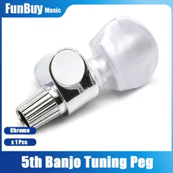 Banjo 5th Geared Tuner Tuning Peg Machine Heads with White Pearl Button Banjo Parts Chrome