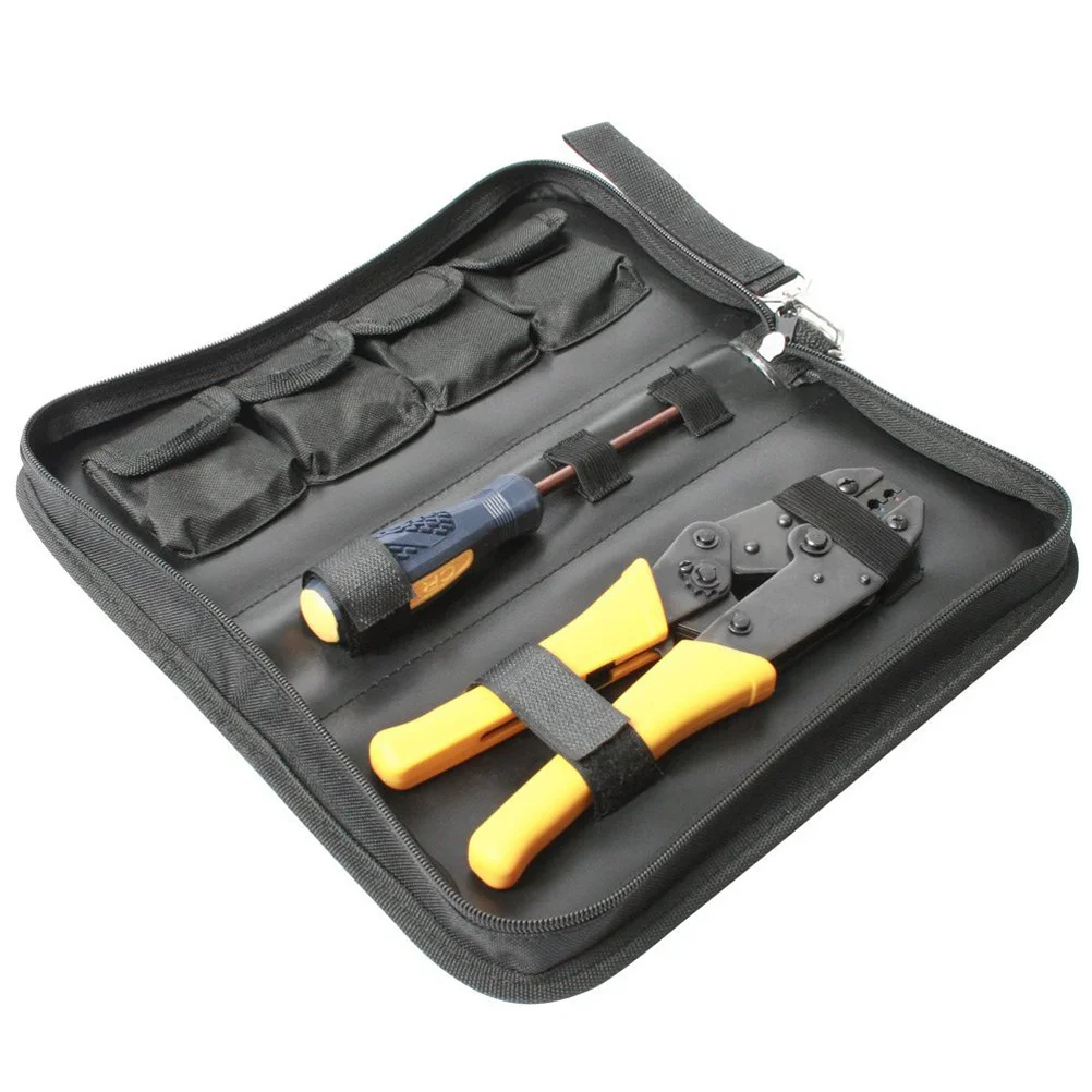 

Crimping Pliers Kit Ratcheting Crimper Tool With 5 Interchangeable Jaws Self-Adjustable For Non-Insulated Terminals