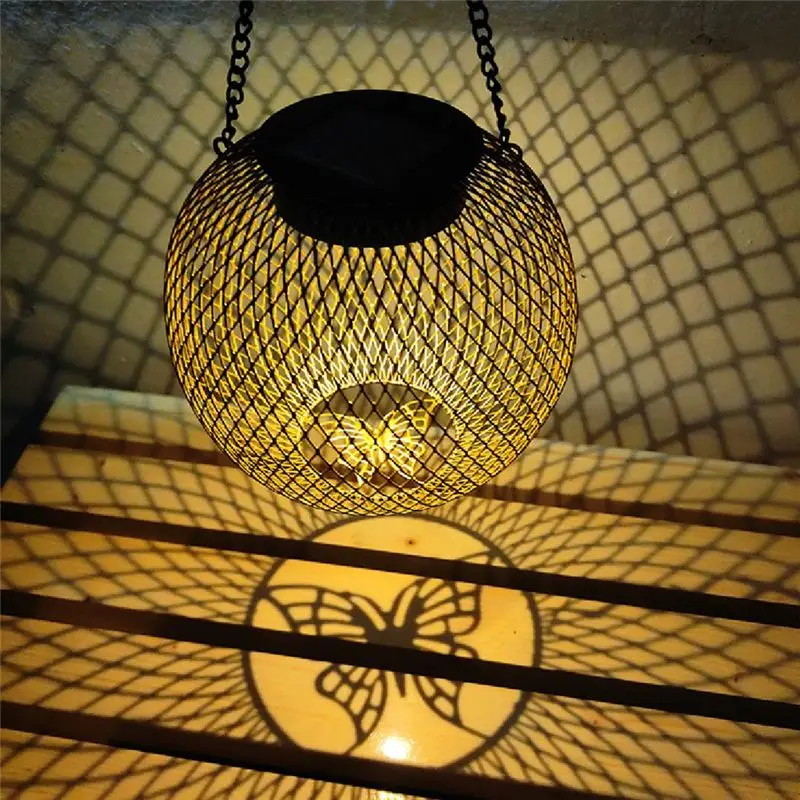 VEHO-Hollow Simple Solar Garden Light Projection Lantern Lawn Outdoor Decoration Waterproof Hanging Light