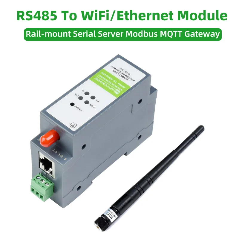 

Rail-Mount Serial Server RS485 to WiFi Ethernet Module Modbus MQTT Gateway Rail-Type Serial Port Server