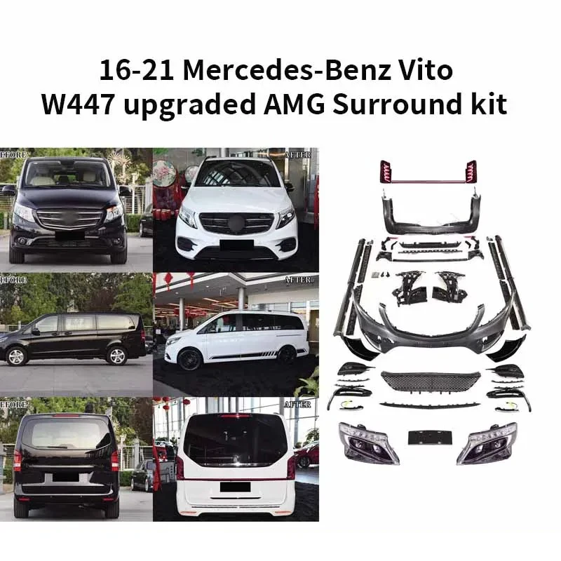 

Подходит для Mercedes Vito W447 для обновления AMG PP материалов, большой объемный корпус, комплект бампера