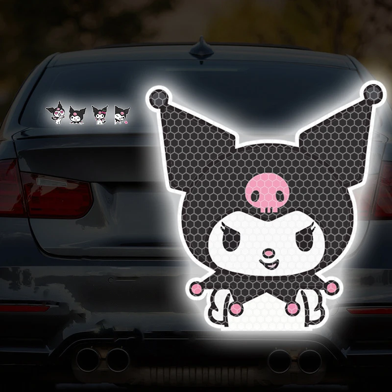 Light Reflecting Cartoon Sanrio Anime Kuromi Waterproof Car Body Sticker Motorcycle Helmet Decoration Truck Automobile Vehicle