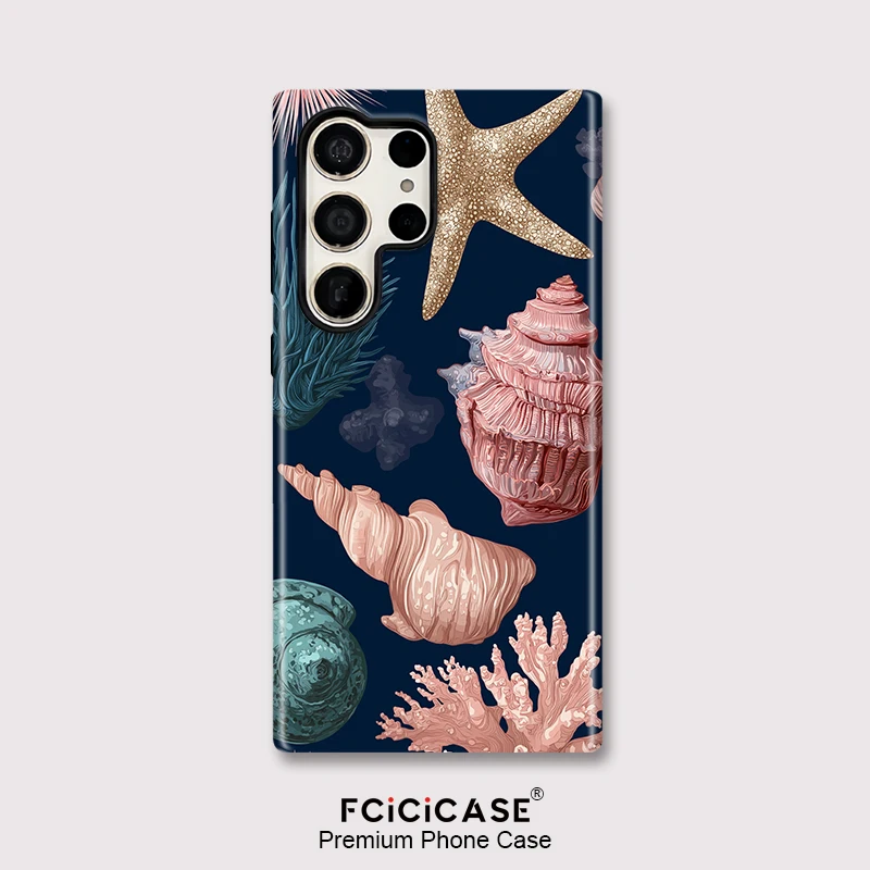 Fcicicase Seestern Conch Shell Muster Hülle für Samsung Galaxy S24 Plus S24+ S25 Ultra S20 FE S23 S 23, luxuriöse stoßfeste Abdeckung