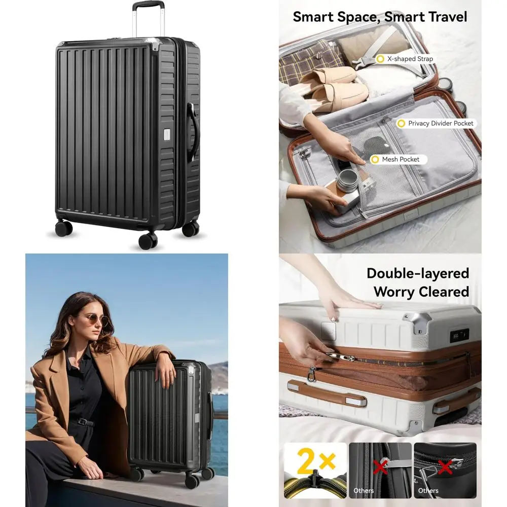

Large 28 Inch Expandable Hardshell Spinner Luggage Suitcase for Travel - Black, Ideal for Long Trips and Business