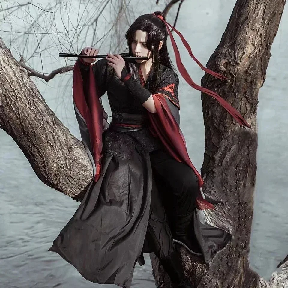 Wuxian คอสเพลย์ Mo Xuanyu Mo costuming Dao Zu คอสเพลย์วิกผมทำเองรองเท้าบู๊ตสีดำสไตล์โบราณ