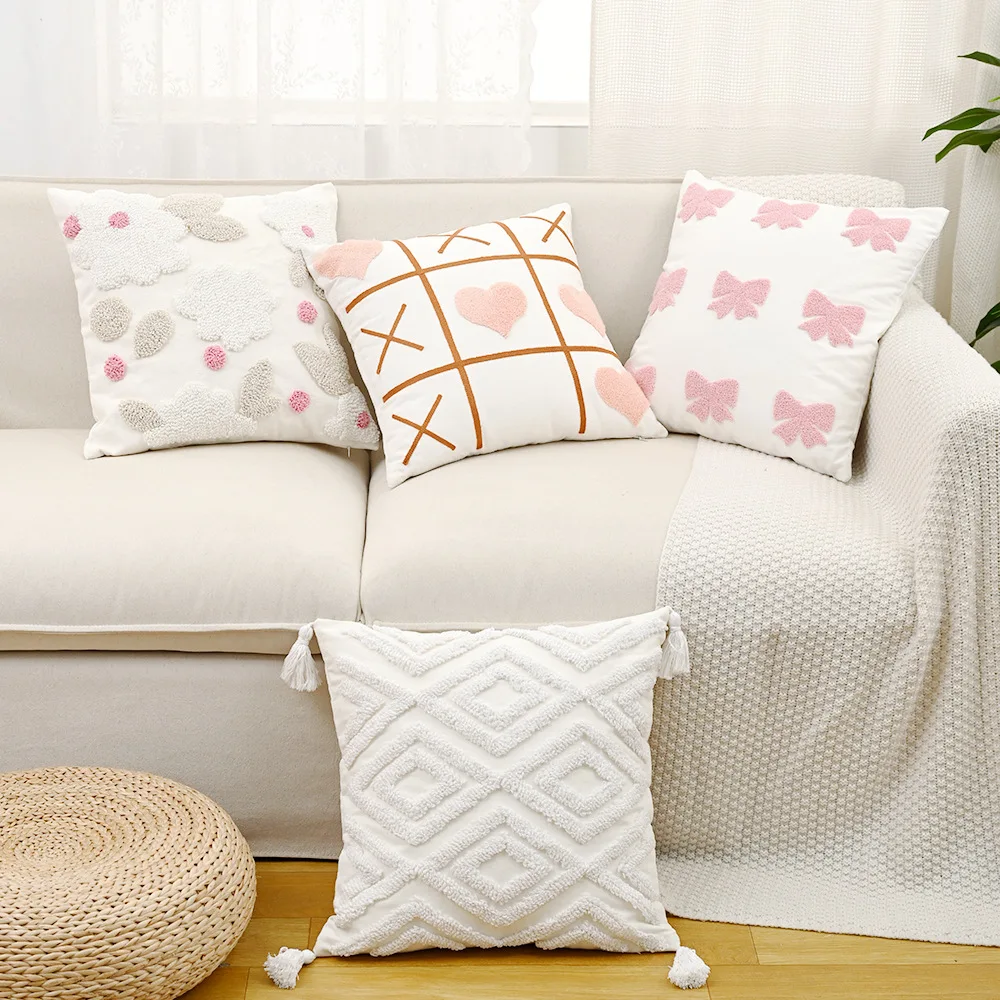 

Наволочка с с скандинавской вышивкой, украшение для дома, диван, плюшевая наволочка для девочек, чехол для подушки