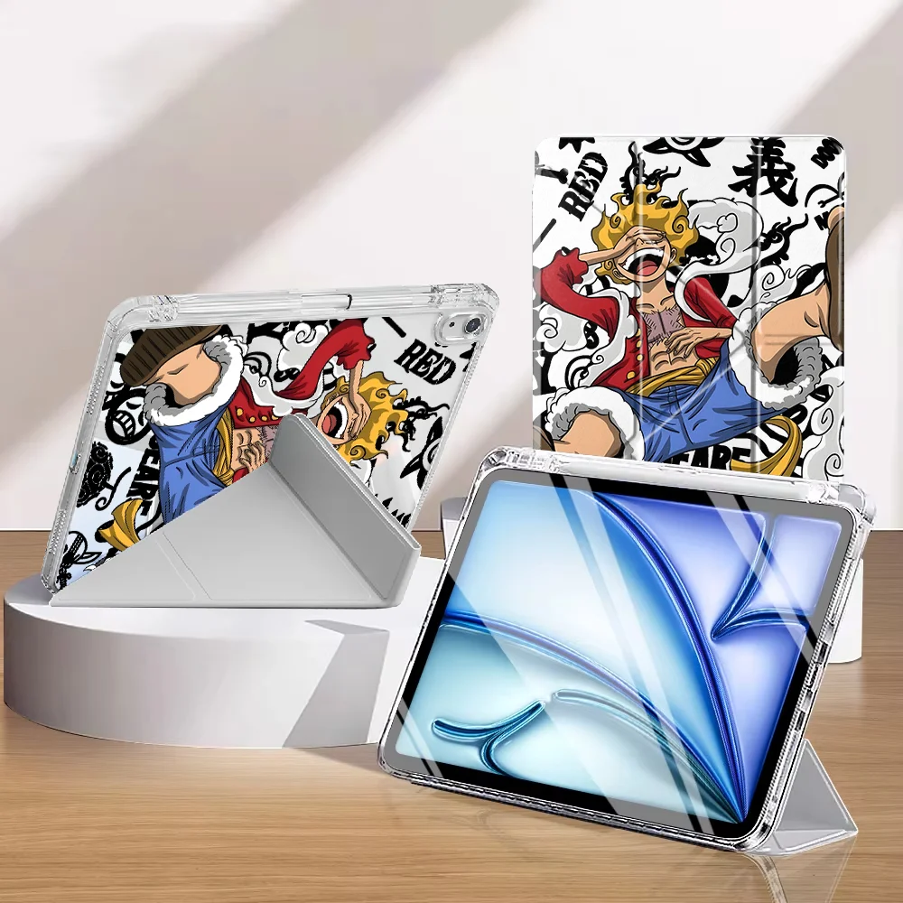 With Pen Slot Cover Tablet Case For iPad Mini 7 6 5 Pro 13 2025 2026 12th 10th Gen Air 8 M2 M3 3 11th 9th One Piece Gear 5 Luffy