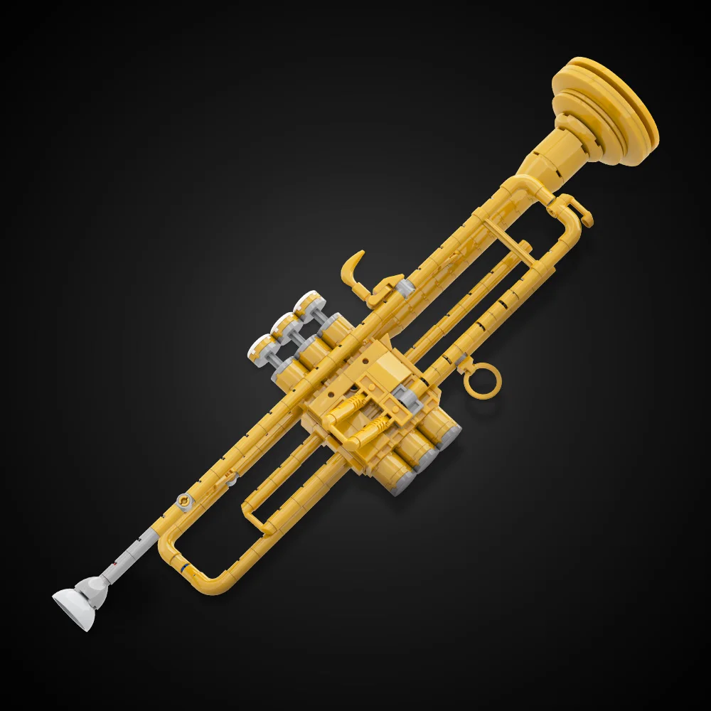 

MOC Trumpet With Working Pistons Bricks Model Famous Musical instrument Series Piston Trumpet Building Blocks Toys Birthday Gift