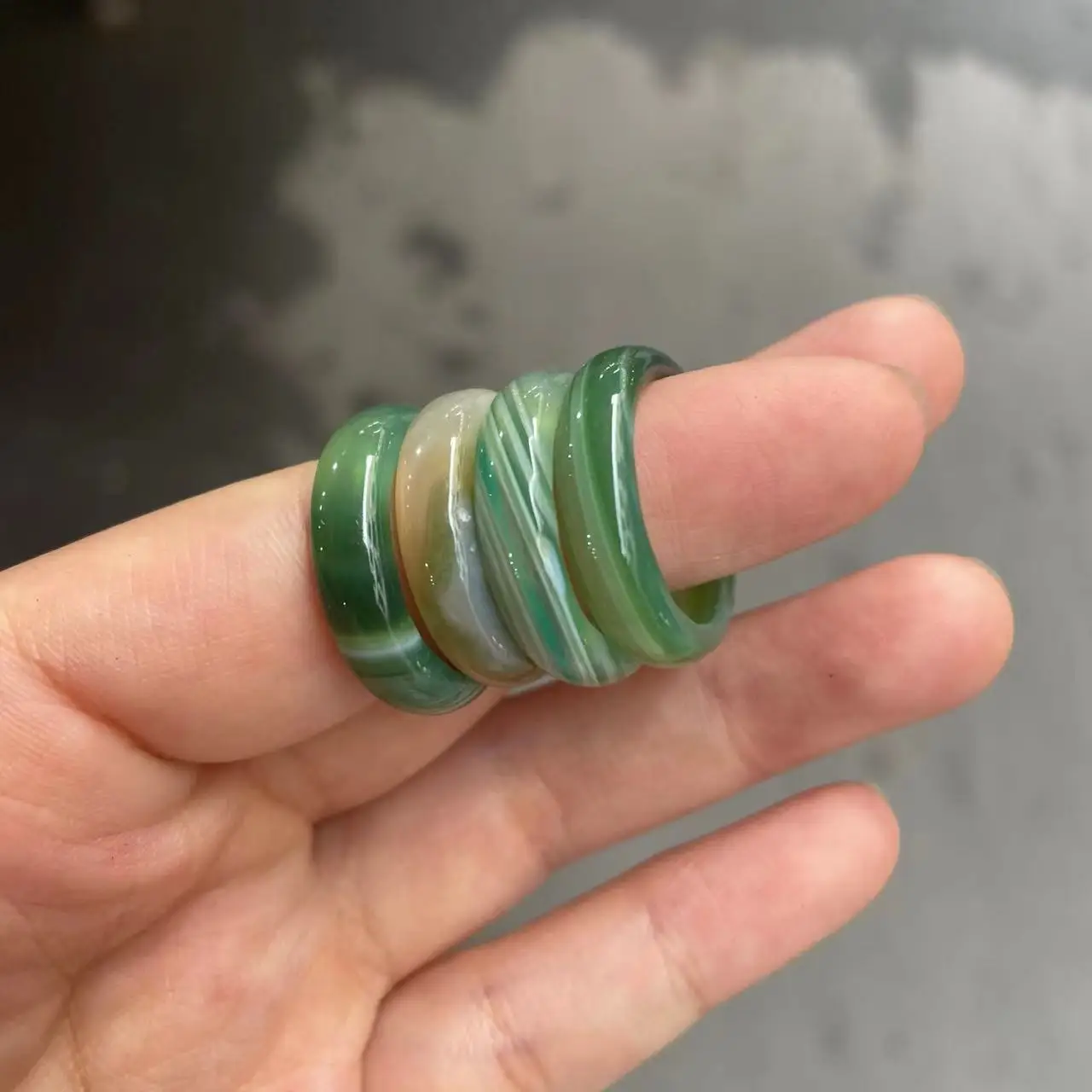 Bague en Jade Vert Naturel 100% group, Anneau Simple Fait à la Main, Bijoux de ixde Mariage, Cadeau pour Homme