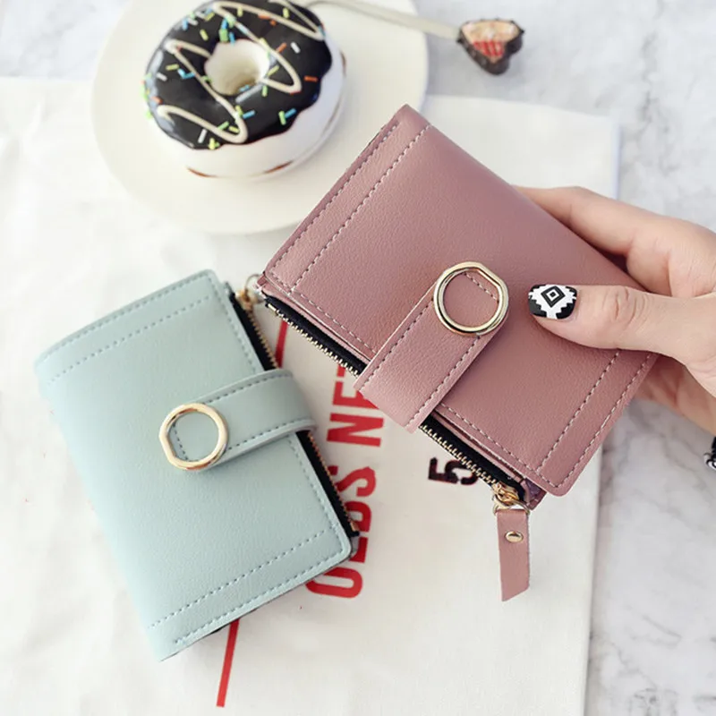 

2023 New 1pcs PU Leather Billfold Wallet Women's New Zipper Buckle Simple Wallet High Quality Female Purse Card Holder Wallet
