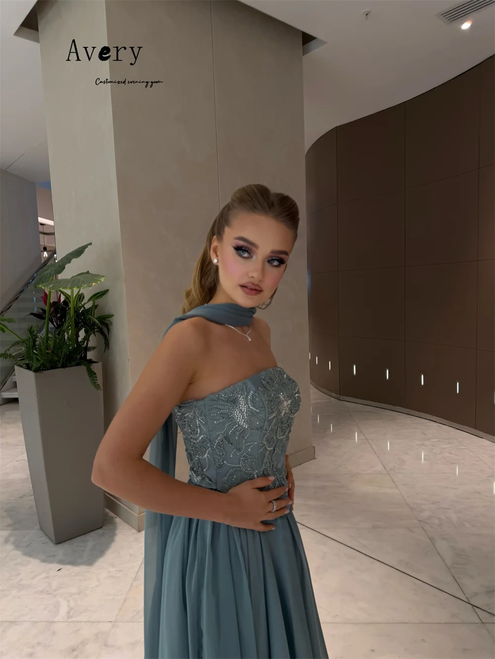 fame and partners vania red plunge halter satin dress Miss Circle Women Ivona Red Halter Neck Double Duchess Satin Gown main image 1
