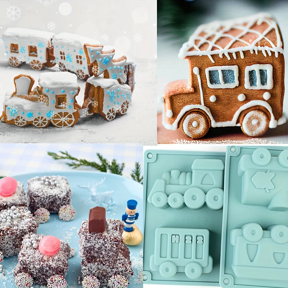 1 Cartoon-Zug-Silikonform, Muffinform, Cupcake-Backform/Kuchenform für Geburtstags-Themenpartys, Muffinförmchen, Eiswürfel, Seife, Waffeln, Kuchen, Törtchen, Kuchen, Teig, Donuts usw. – Detail 5