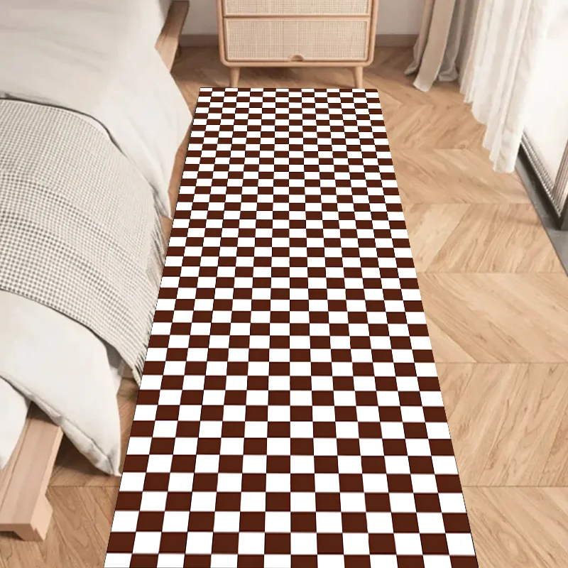 Simple Black White Checkerboard Printed Carpets Living Room Kitchen Bathroom Anti-Skid Area Rug Kids Bedroom Mats Home Decor