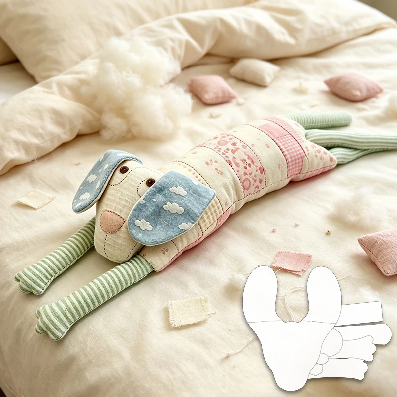 YOMDID 8pcs Lying Dog Sewing Templates, DIY Memory Dog Pattern Doll Making Template Set Comes With English Instruction Manual