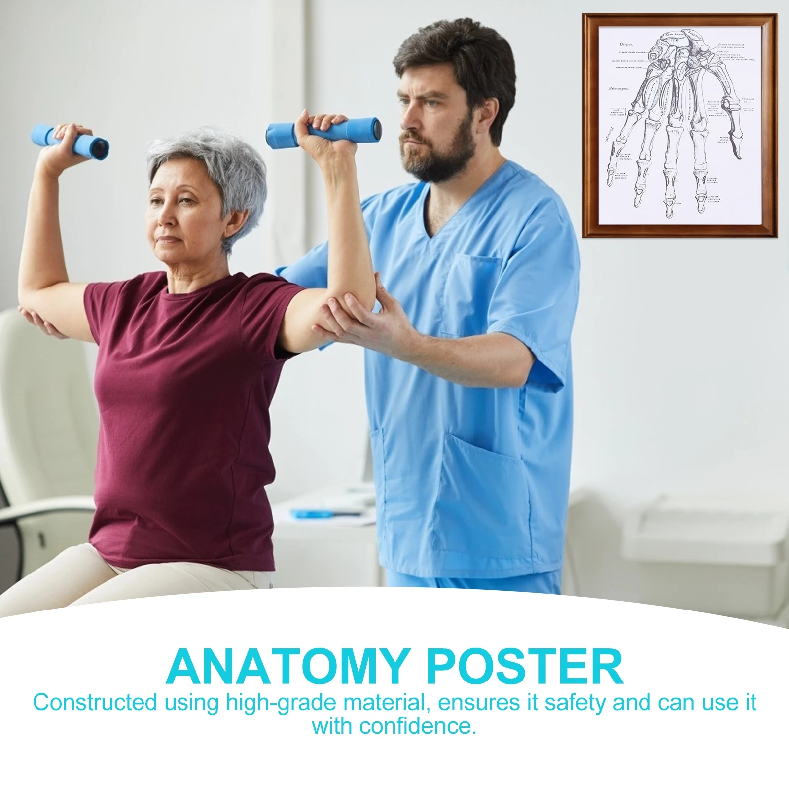 

1pc Human Hand Anatomy Poster Body Chart Teaching Tool Medical Study Wall Art Painting Organ Diagram For School Lab Use