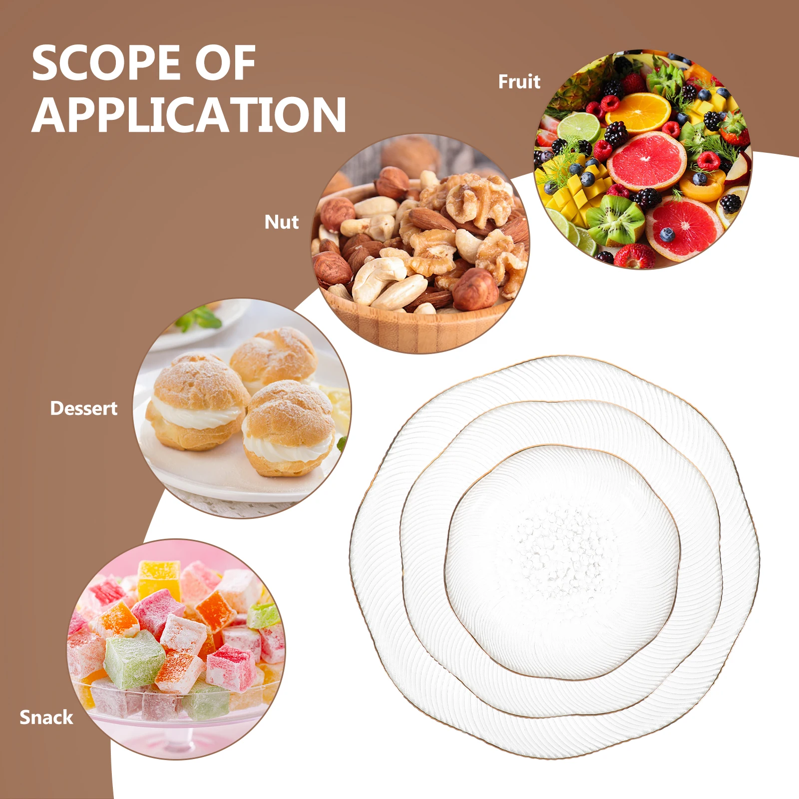 

3Pcs Glass Trays Elegant Longevity Dessert Trays Food Storage Tray Desktop Organizer Snack Tray Decorative Dish