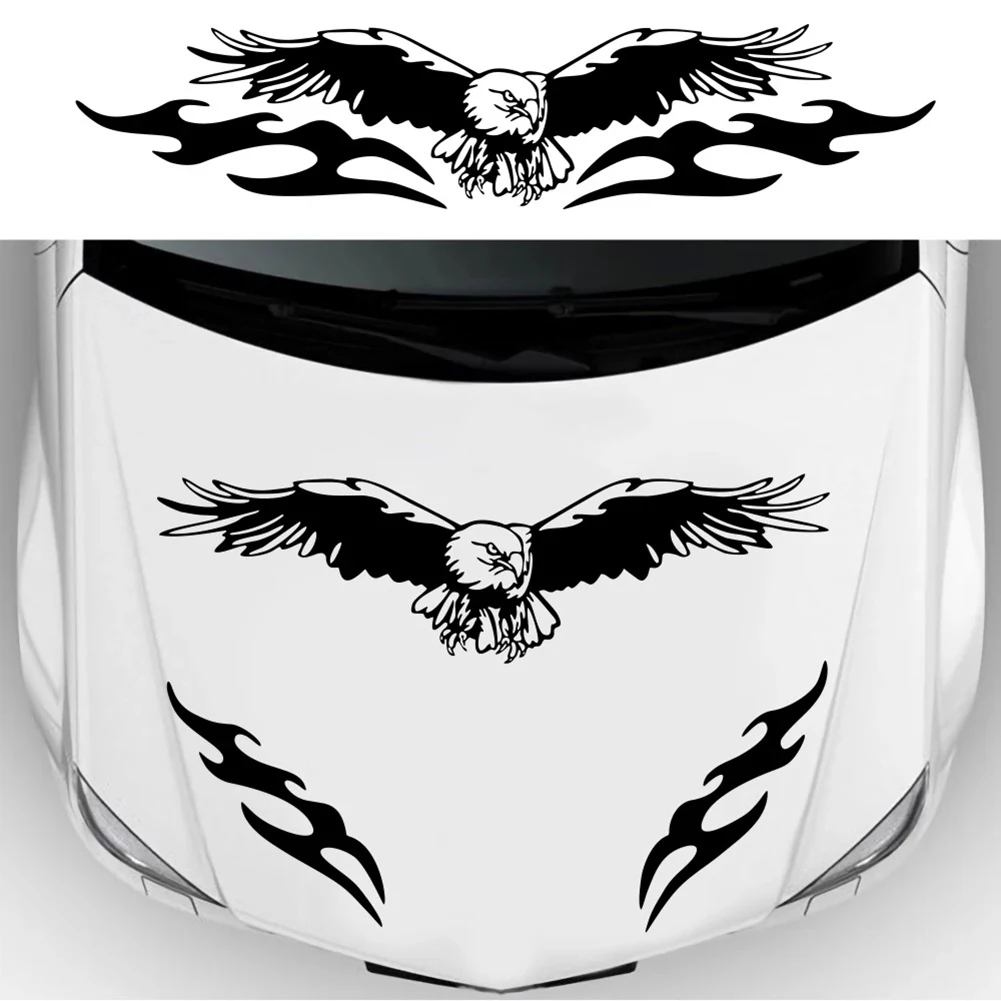LYKX Pegatinas de vinilo para coche con diseño de totems de fuego de águila, a la moda, para coches deportivos, franjas de carreras, accesorios de modelado DIY para capó