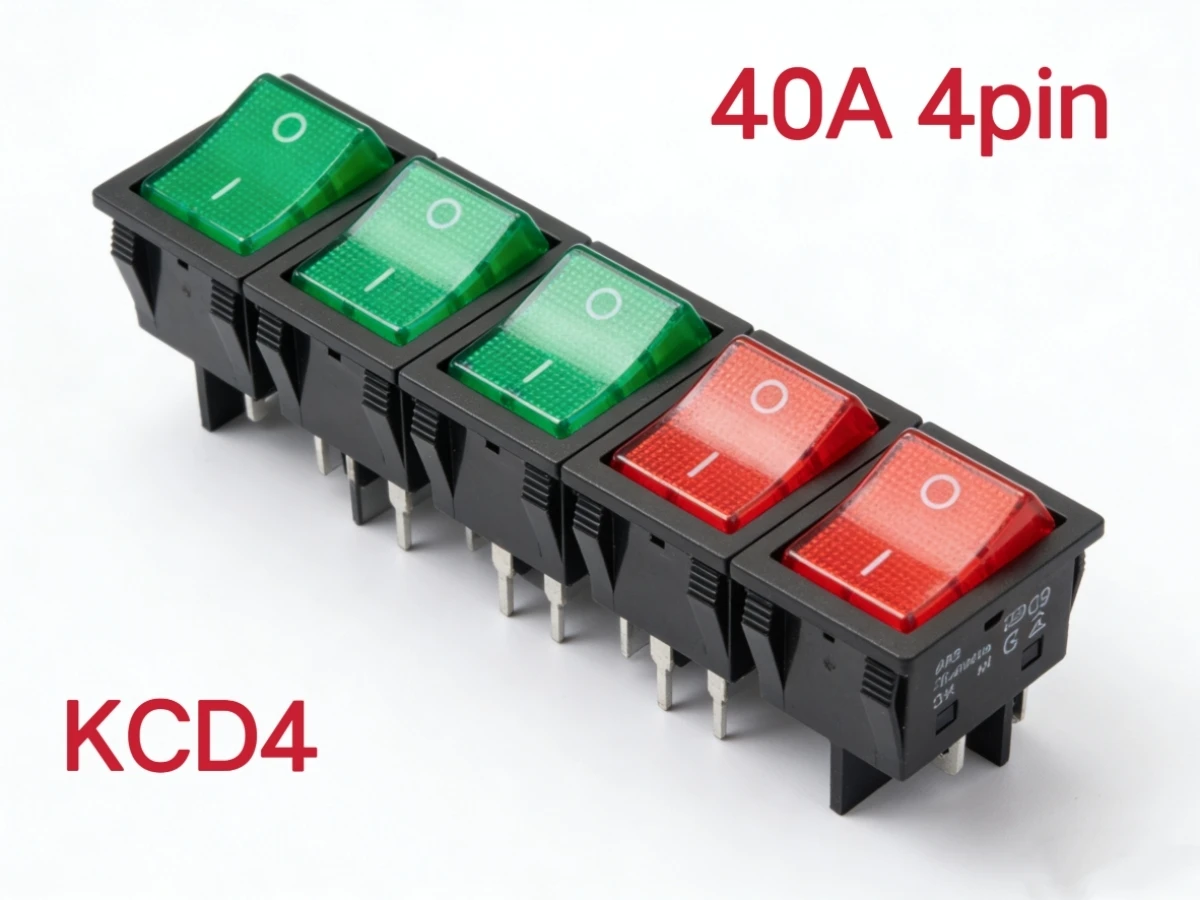 Interrupteur à bascule KCD4 40A 250VAC 4PIN avec LED