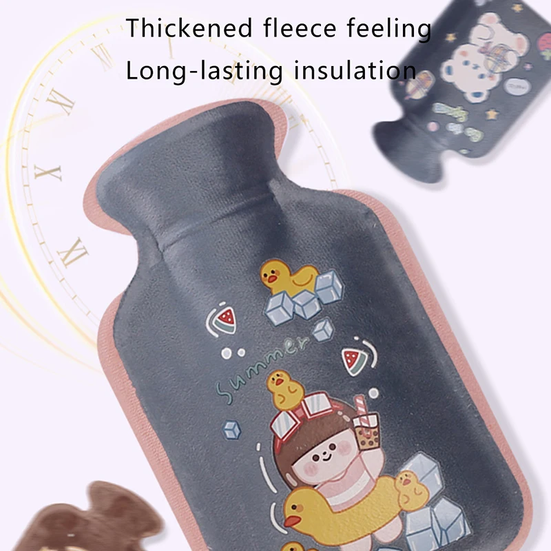 Soft Velvet Hot Water Bottle To Relieve Menstrual Pain, Keep Warm And Reduce Fever Household Winter Plush Hand Warmer