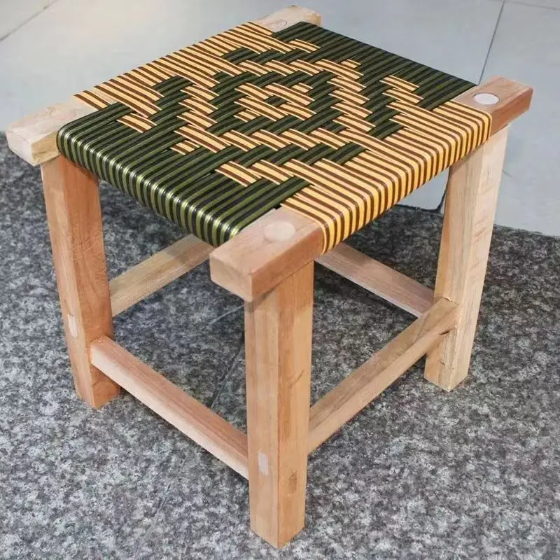 Creative Solid Wood  Wicker Woven Fashionable Small Stools Handmade Mortise  Tenon Joints Household Dining Tables 26-32cm width