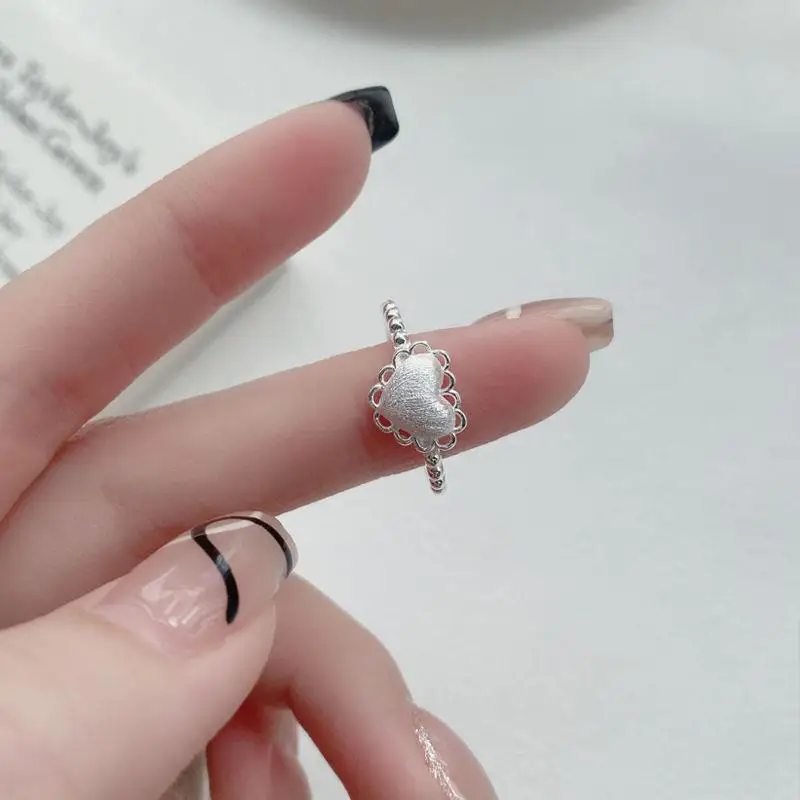 925 Sterling Zilveren Open Vinger Ring Mat Hart Liefde Zoete Schattige Bloem Elegant Voor Vrouwen Sieraden Cadeau Dropship Groothandel