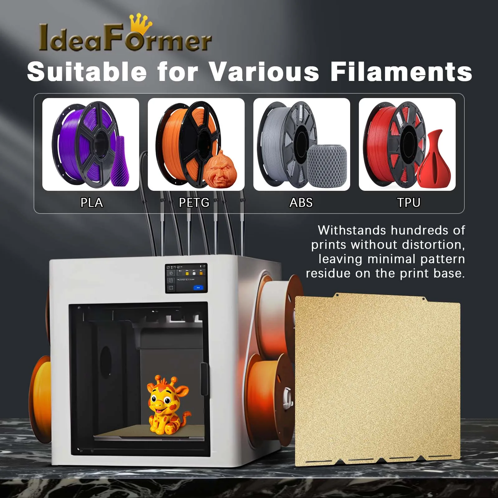 Pei Bauplatte für Snapmaker U1 276 x 293 mm Verdickung Super Adhension Platte Federstahl PEI Bett für Snapmaker U1 3D-Drucker