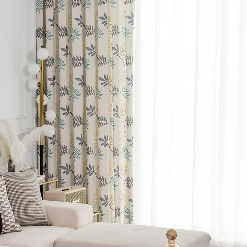

Curtains for Living Dining Room Bedroom Fabric Modern Simple Polyester Cotton Printed Window Screen Curtains