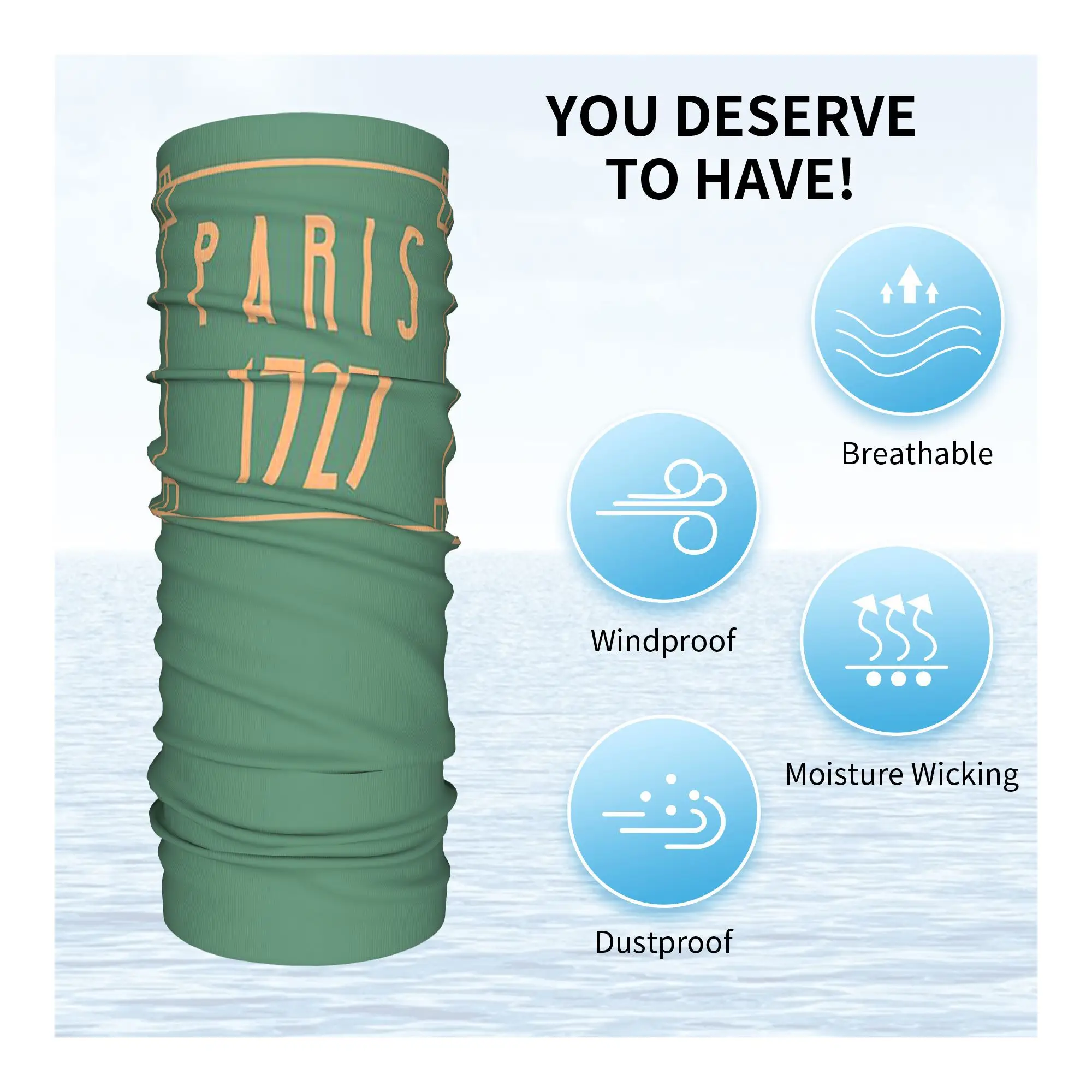 Diseño Art Deco en pañuelo verde, cubierta para el cuello, máscara envolvente impresa, bufanda, diadema multifunción, montar, Unisex, adulto, todas las estaciones