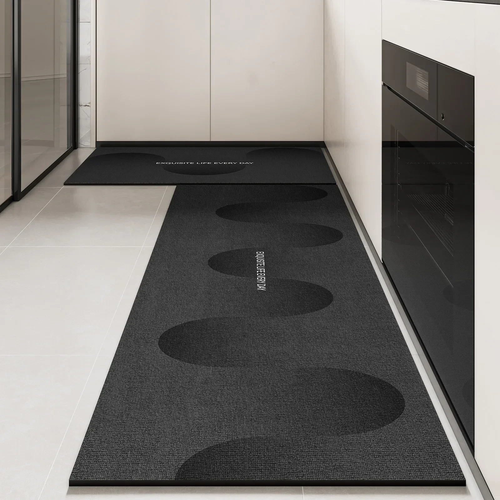 Kitchen Rug Pvc Waterproof Leather Carpet Black Long Floor Mat Non-slip Oil-proof Home Decoration Rugs Alfombras De Cocina