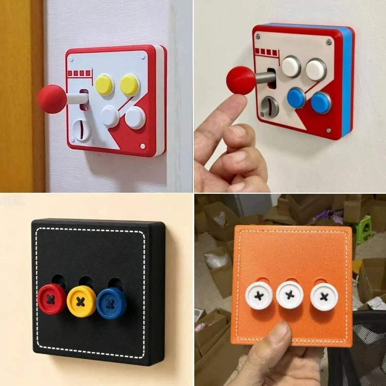 C Retro Arcade Game Joystick Wall Light Switch Panel 80s Vintage Decorative Wall Plate Cover For Game Room Bedroom