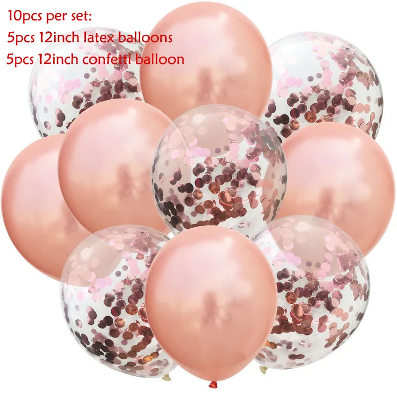 12inch 10pcs Mix Blue Rose Gold Confetti Latex Balloon colorful Wedding Birthday Party Decoration Clear Balloons image 2